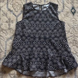 Black and white high low peplum tank top